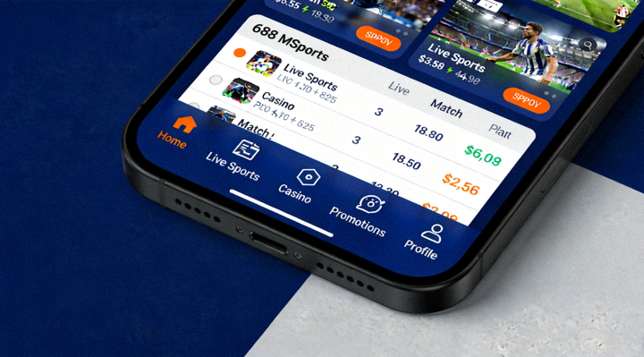 Tampilan antarmuka M88 MSports yang diakses melalui perangkat smartphone dengan menu navigasi yang jelas